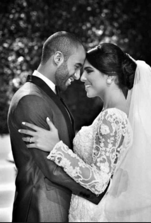 العروسان  اللاعب البرازيلي سان جيرمان واللبنانية لاريسا سعد