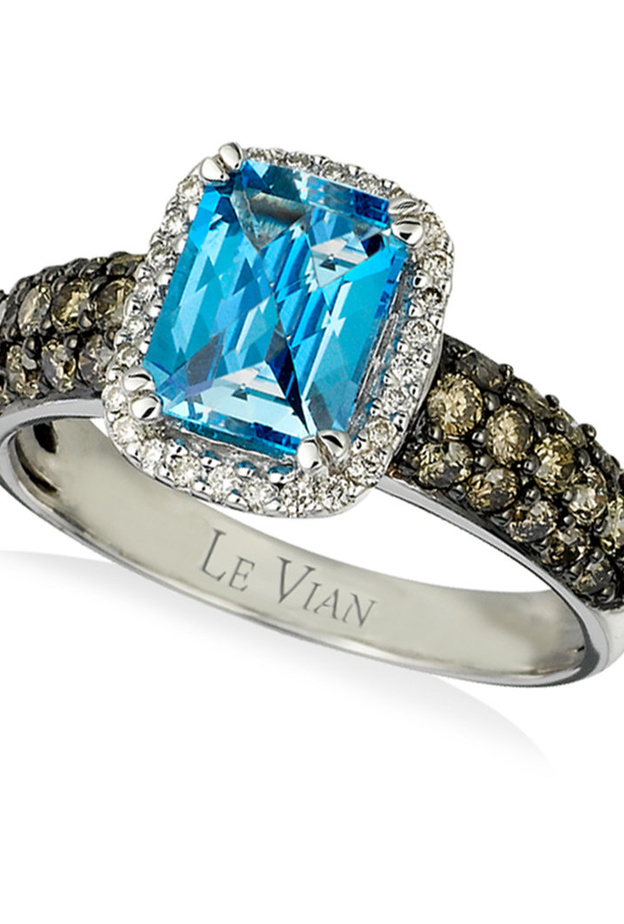 خاتم العروس من حجر التوباز والذهب الأبيض