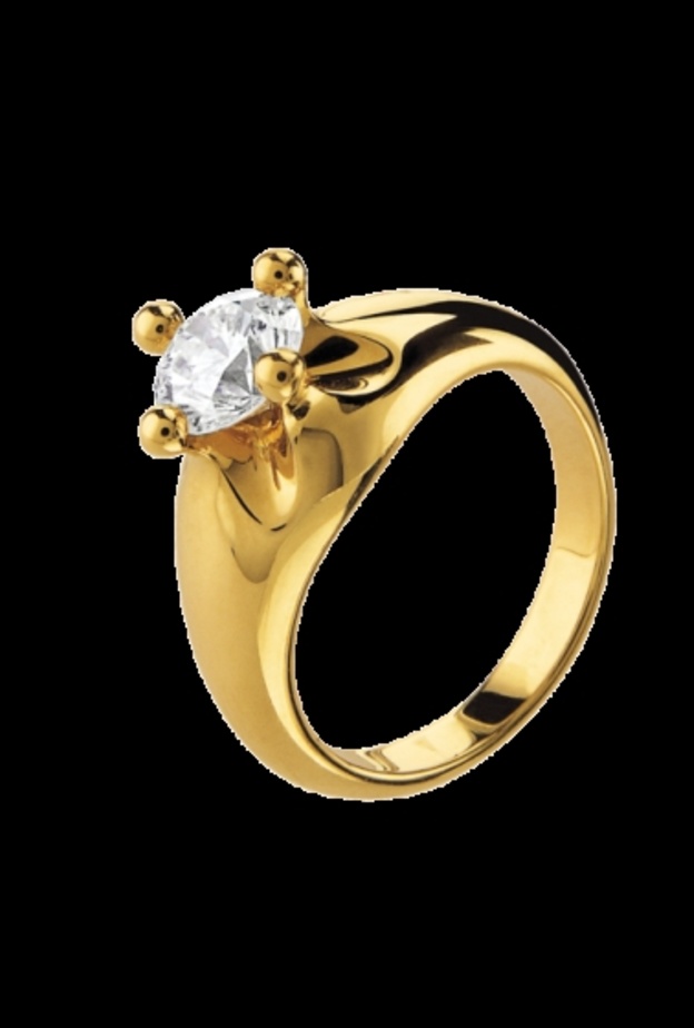 خاتم خطوبة بالذهب الأصفر مع حجر ماس من بولغاري 