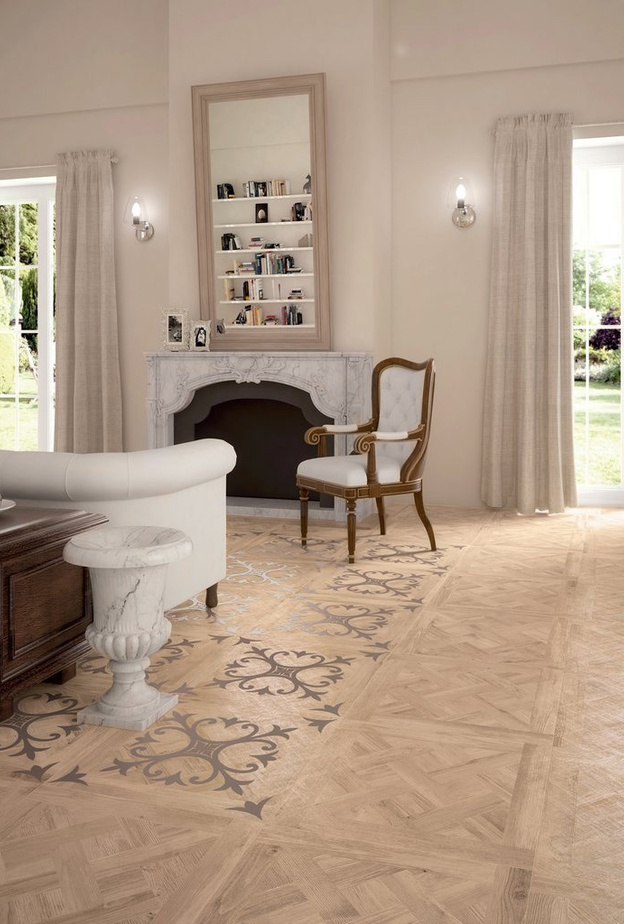 دمج رائع لأشكال مختلفة في بلاط الأرضية 