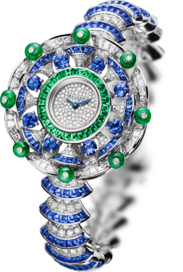 ساعة ديفا من بولغاري ياقوت أزرق وزمرد