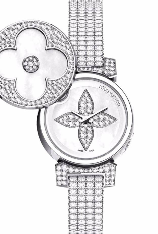 ساعة لويس فيتون من الذهب الأبيض والماس
