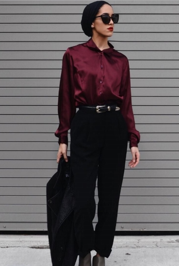 سالي عاشور بالاسود والبوردو