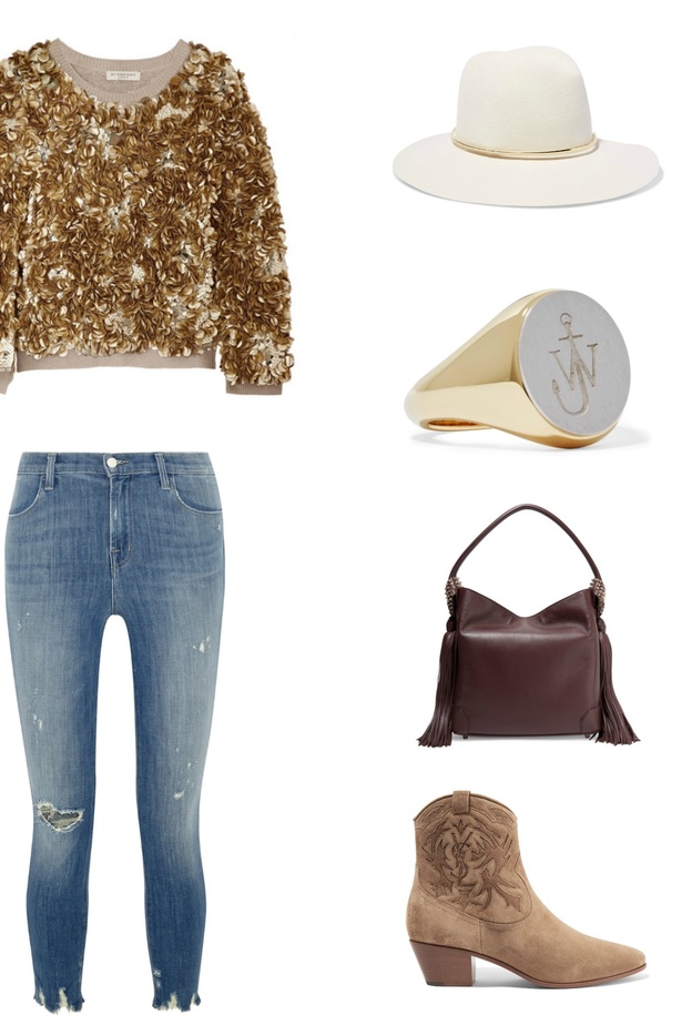 ستايل نهاري شبابي وعملي بتوب أنيق من الترتر الذهبي