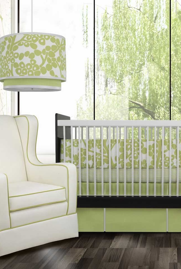 غرفة النوم باللون الأخضر المنسجم مع الإطلالة 