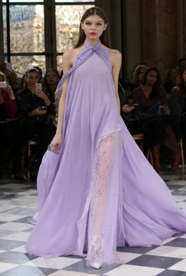 فساتين شيفون فخمه باللون الارجواني الرائع من مجموعة جورج حبيقة لربيع و صيف 2016