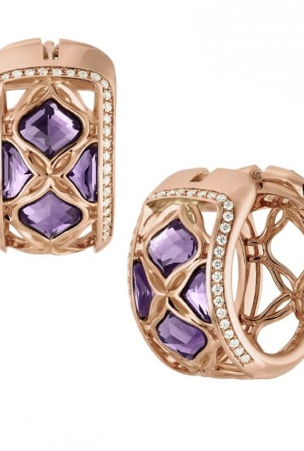 قرط شوبارد من الذهب الوردي والماس والجمشت