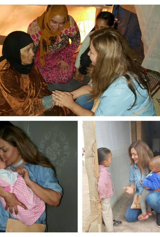 ليلى علوى فى مخيمات الأطفال السوريين