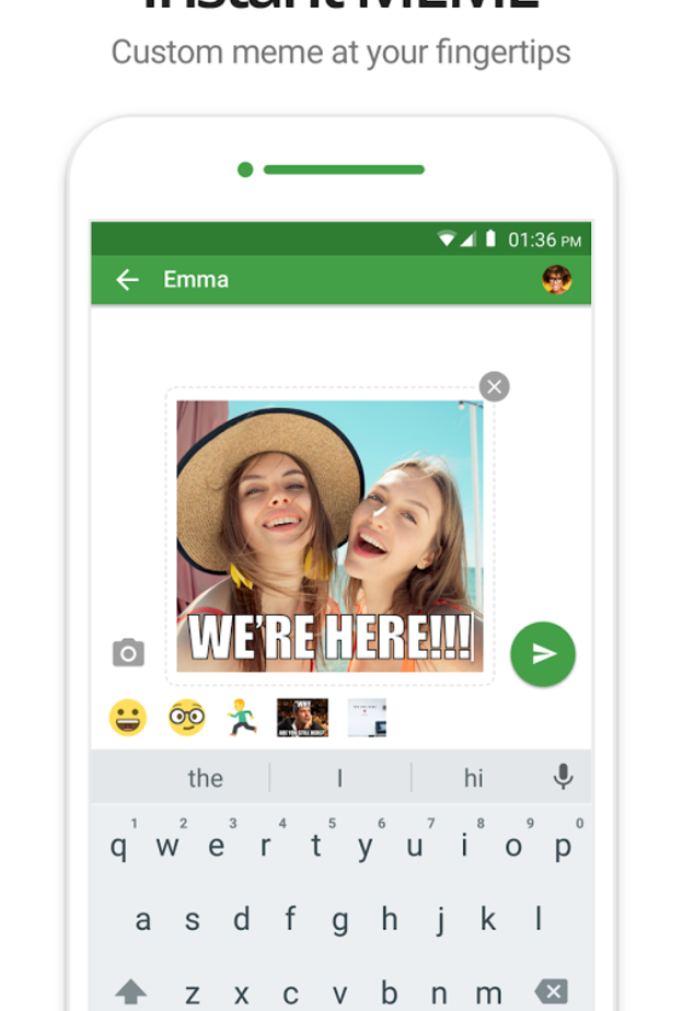 يوفر تطبيق invi إرسال الملصقات و الصور المتحركة Gifs و الوجوه التعبيرية