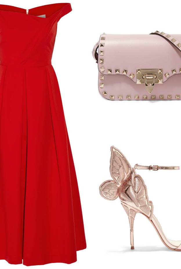  بنطلون احمر وقميص زهري مطرز بالاحمر من غوتشي لاطلالة صباحية كاجوال