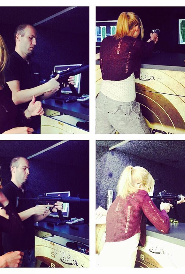 السلطانة هويام تستعرض مهاراتها بإطلاق النار