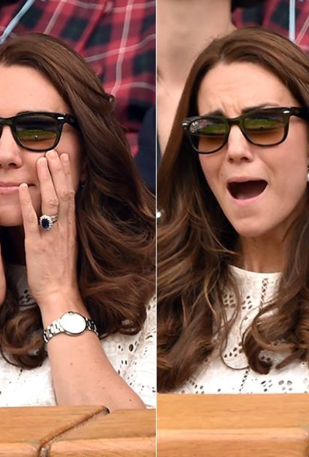 تعابير وجه مضحكة للدوقة كيت ميدلتون خلال حضورها مباراة في بطولة ويمبلدون للتنس