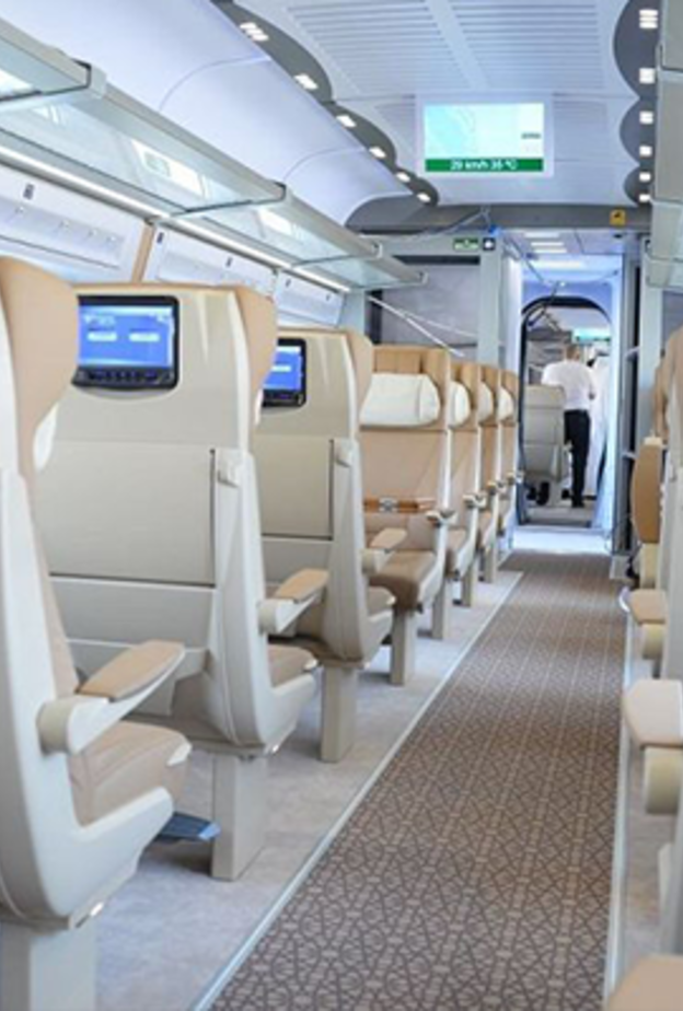 مقصورة ركاب رحبة في قطار الحرمين السريع