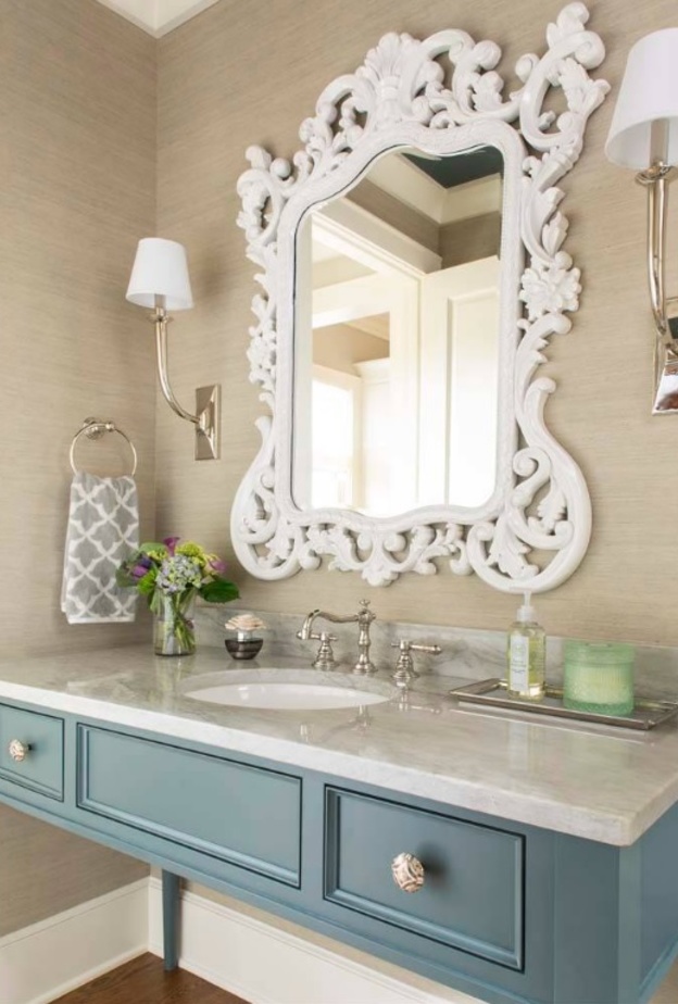 ديكورات حمامات بألوان الباستيل 