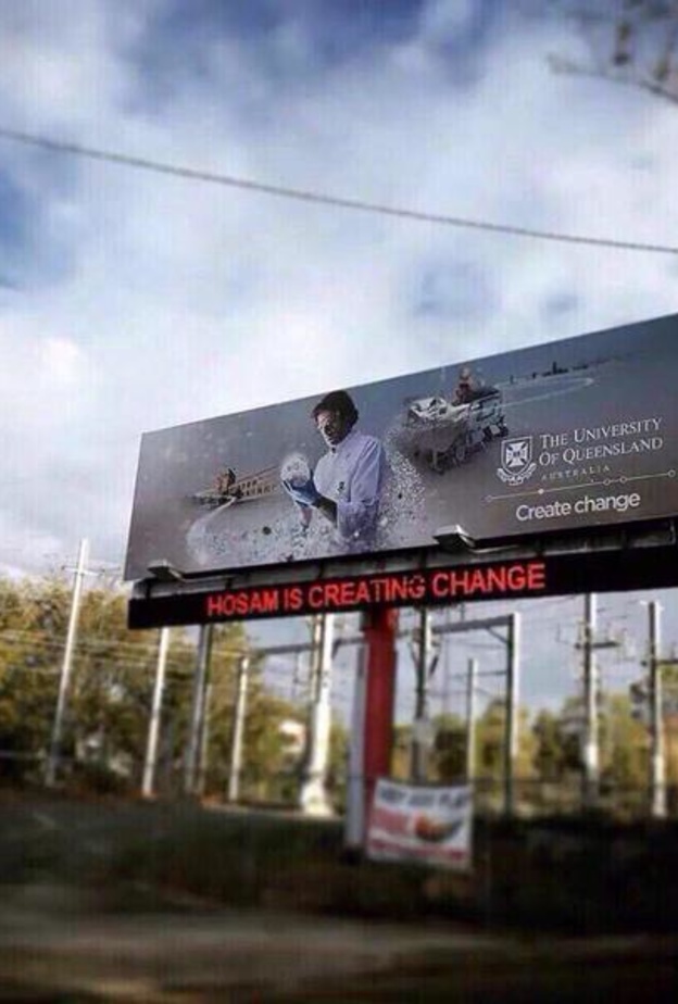 حسام يصنع التغيير لوحة الجامعة الاسترالية على الطريق