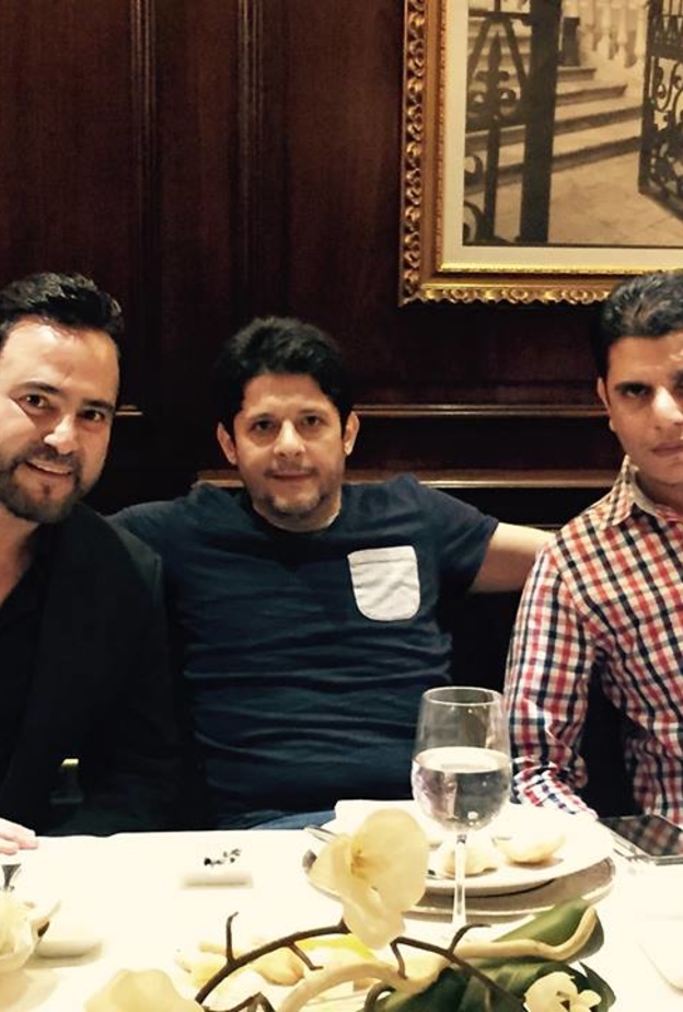 عاصي الحلاني ومعين شريف خلال جلسة الصلح بينهما