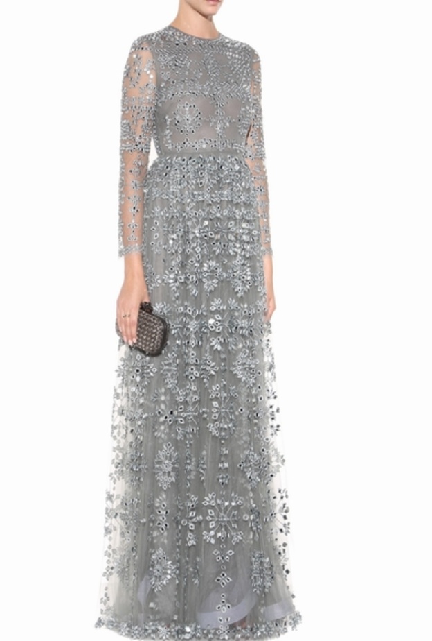 فستان طويل بالون الاحمر الداكن من VALENTINO فالنتينو