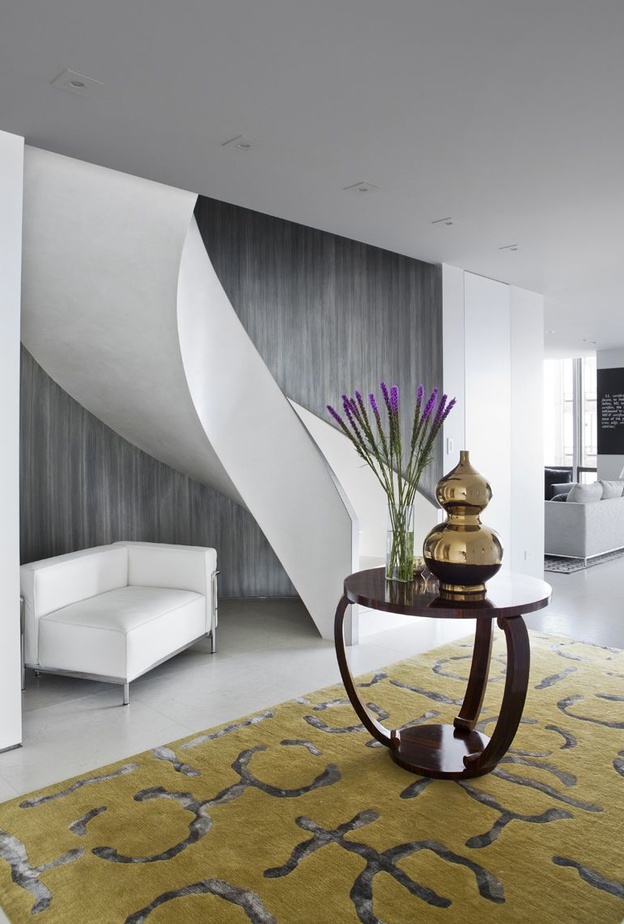 تصميم درج فيللا دوبلكس بخطوط انسيابية وعصرية