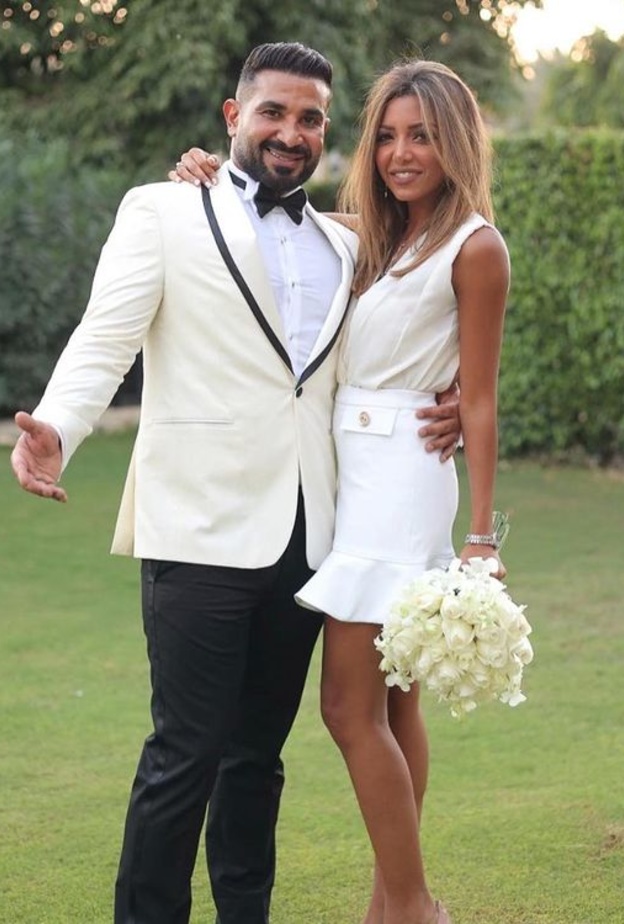 أحمد سعد مع علياء بسيوني خلال حفل زفافهما- انستغرام احمد سعد