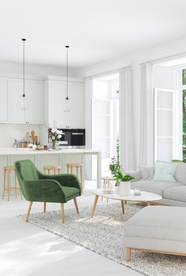 الأبيض الصريح في تصميم المخطط المفتوح