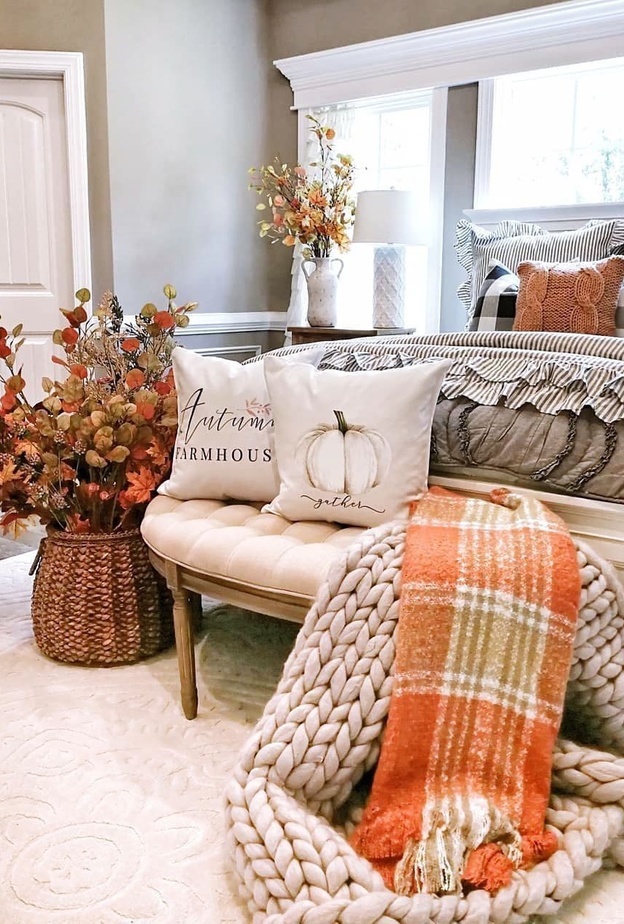 نباتات فصل الخريف تزيين ديكور غرفة النوم