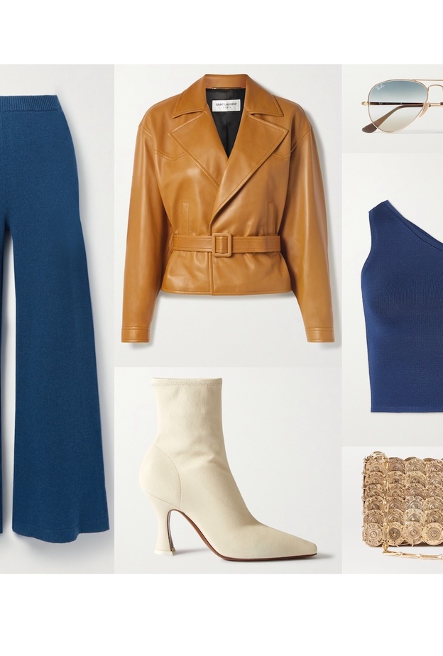 ستايل شبابي بالجاكيت الجلد القصير مع التنورة الطويلة