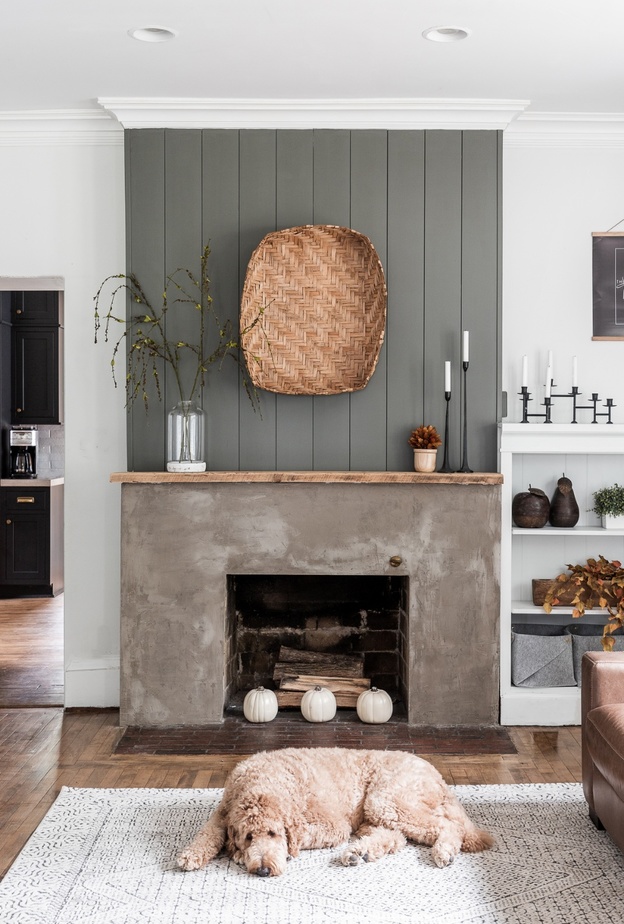 البيتون الصرف في تصميم مدفأة عصرية