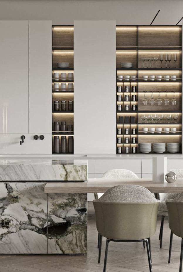 الرخام في ديكورات المطابخ