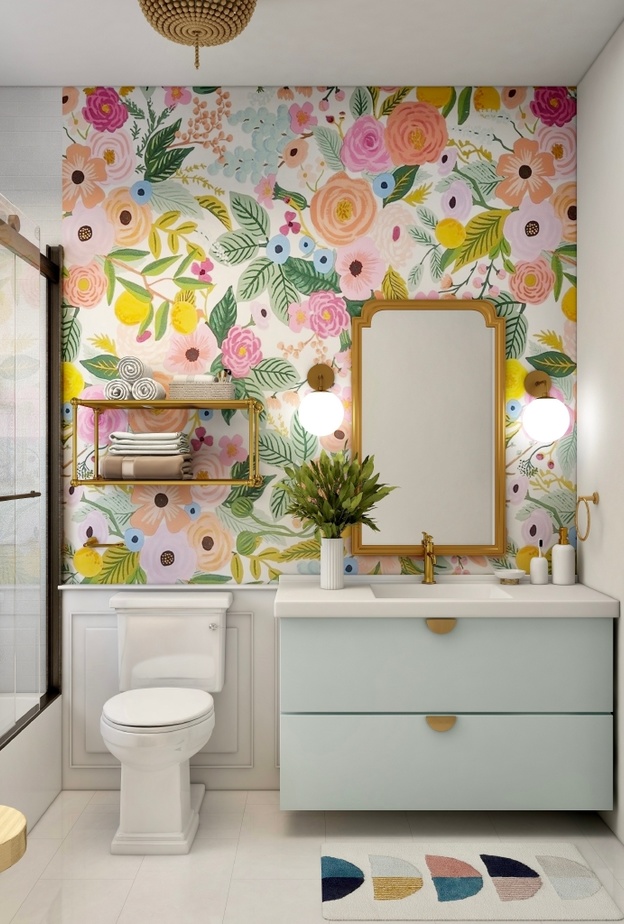 جدار مزهر يغني ديكور الحمام