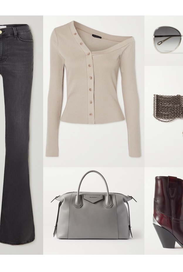 اطلالة عمليّة ومريحة بألوان أنيقة بالجينز الرمادي