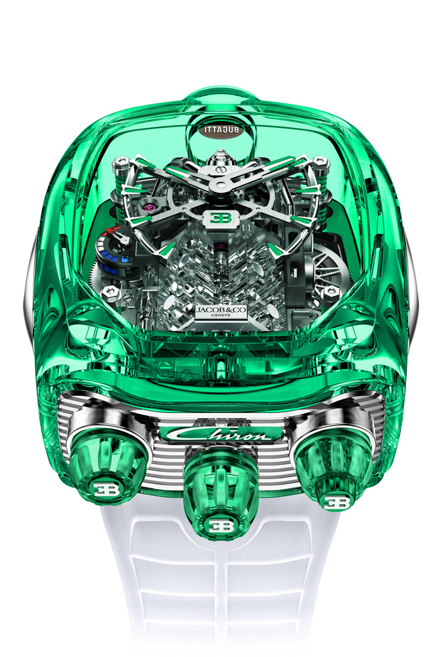 جيكوب أند كو تكشف عن ساعة بوغاتي تشيرون كريستال الياقوت الأخضر في أسبوع دبي للساعات