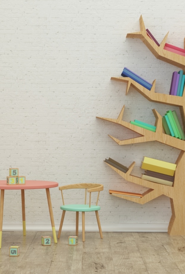 تصميم مكتبة بشكل مرح وجذاب لغرف الأطفال