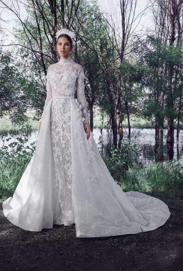 فساتين زفاف مع ياقة عالية@tonyward