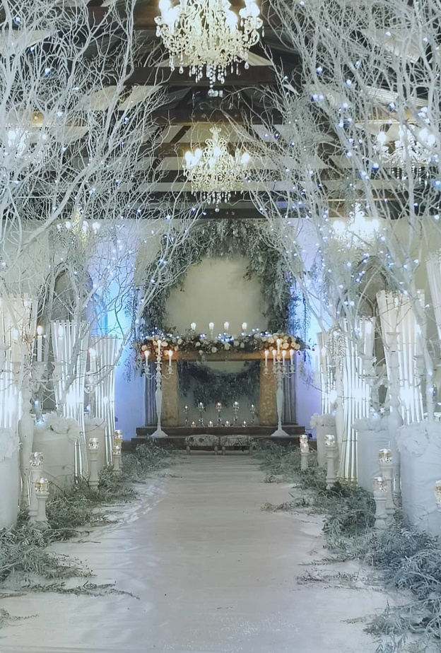 أفكار رائعة لحفلات الزفاف الشتوية باللونين الفضي والأبيض