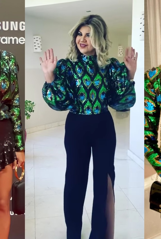 هنا الزاهد وهدى المفتي تسبقان بوسي شلبي في الظهور بنقشة الطاووس الشهيرة 