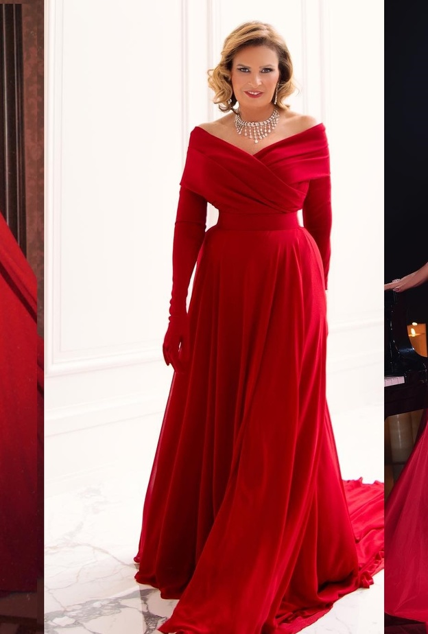 النجمات بفساتين حمراء 