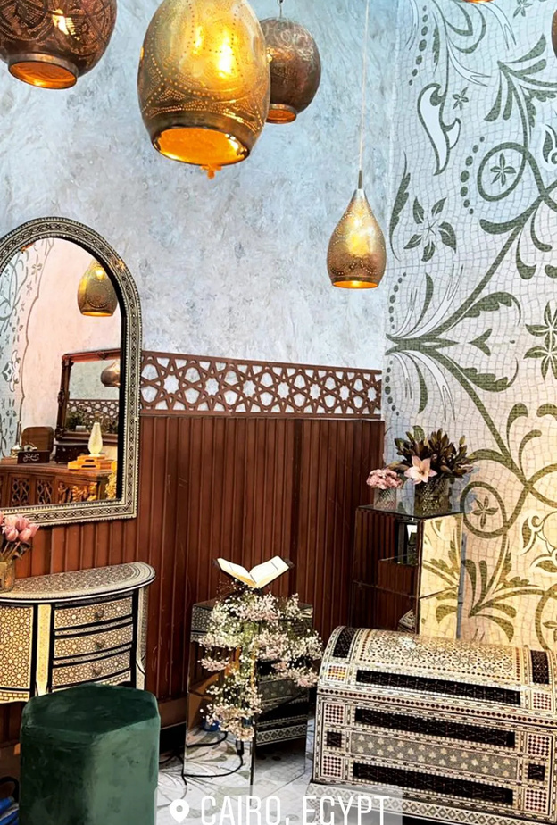 ديكورات بلمسة تراثية سورية في حفل زفاف شام الذهبي