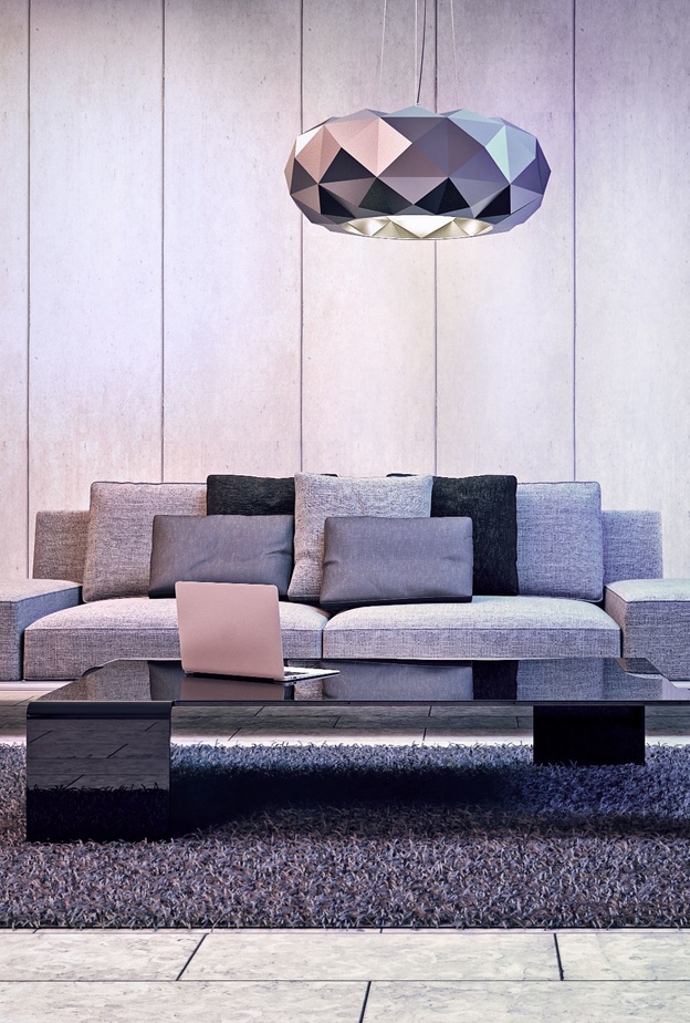 جهاز إنارة فضي لغرف المعيشة