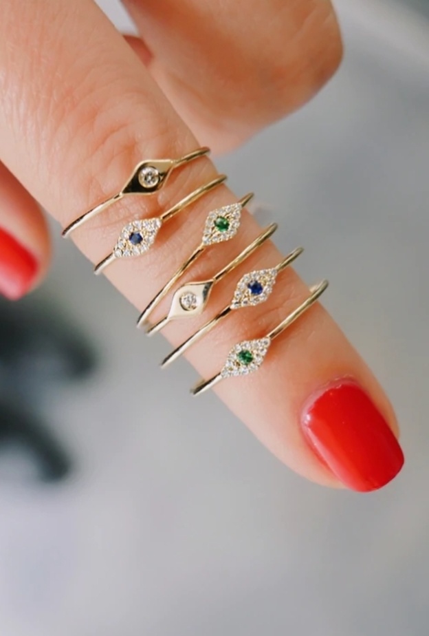 خاتم Diamond Mini Evil Eye من EF COLLECTION jewelry