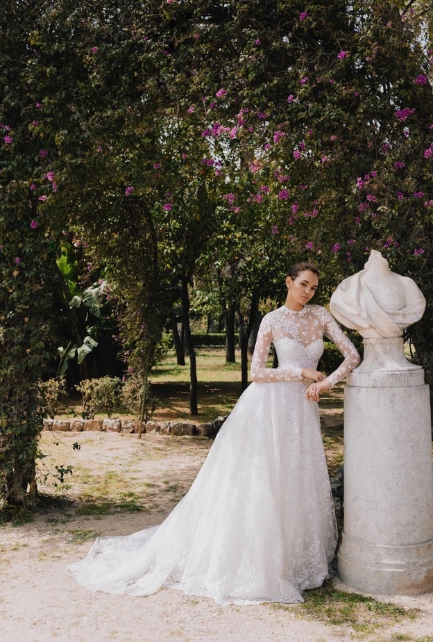 فساتين زفاف منفوشة بأكمام طويلة@moniquelhuillier