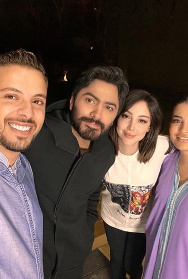 حاتم عمور وزوجته وتامر حسني وزوجته