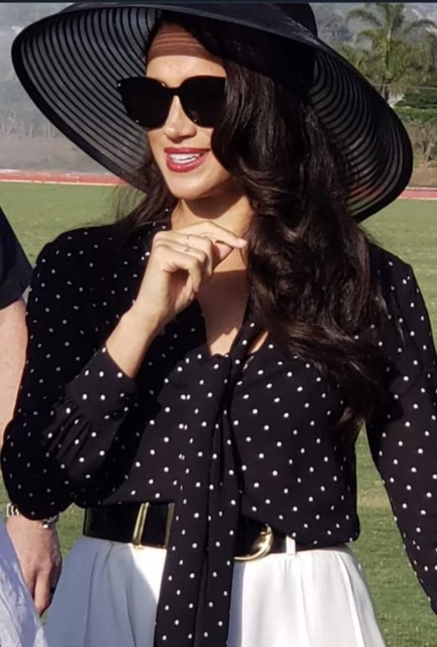 ميغان ماركل Meghan Markle خلال آخر مباراة POLO للأمير هاري في نادي سانتا باربرا للبولو والمضرب