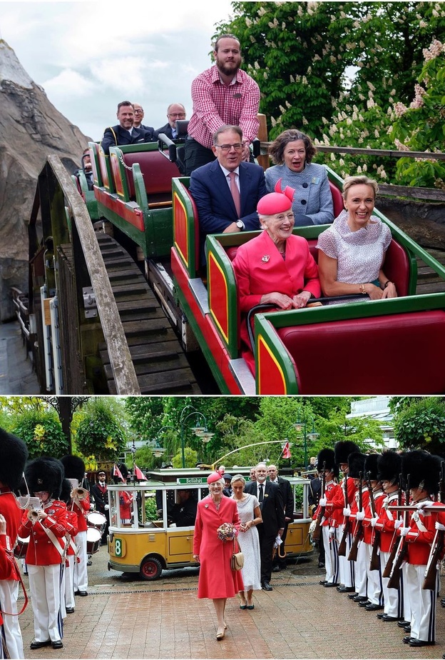 ملكة الدنمارك تقوم بتجربة الألعاب في مدينة ملاهي في أحدث ظهور لها