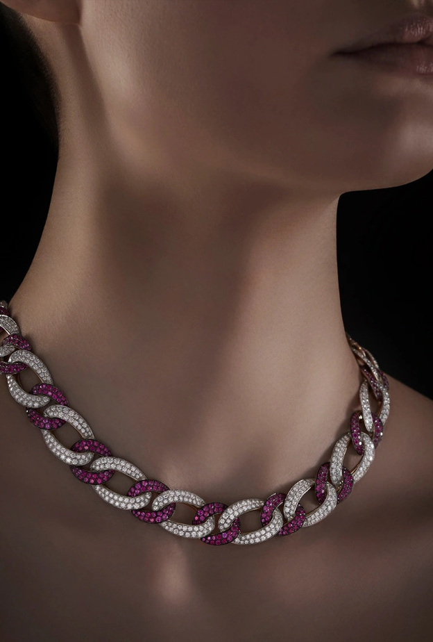 إطلالة نارية مع القلادات الفاخرة المرصعة بالياقوت الأحمر