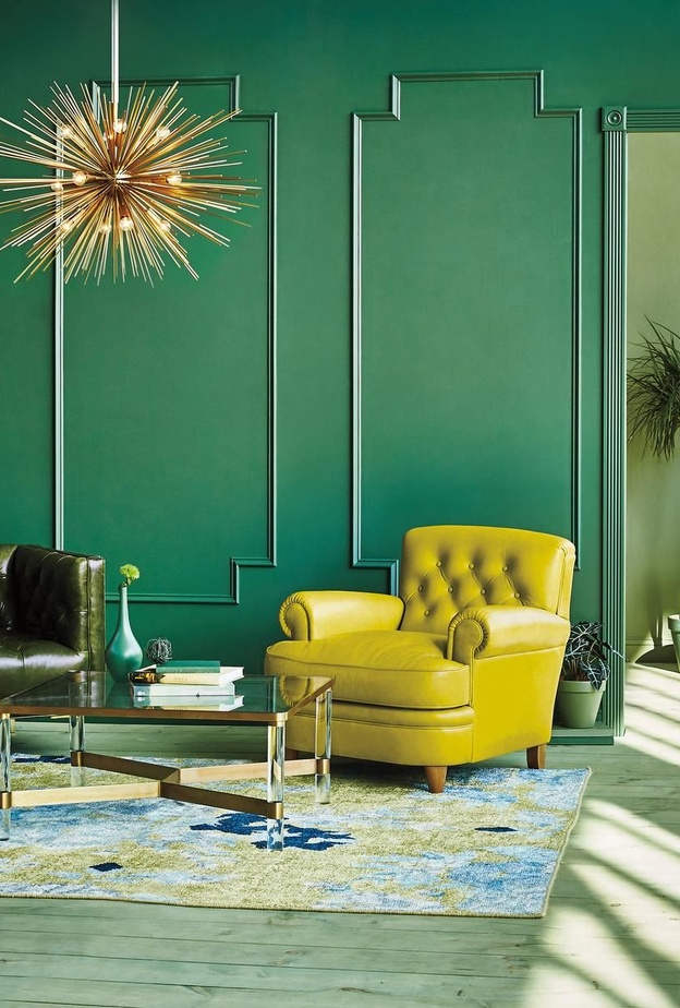 الجمع بين الأصفر والأخضو في الديكور