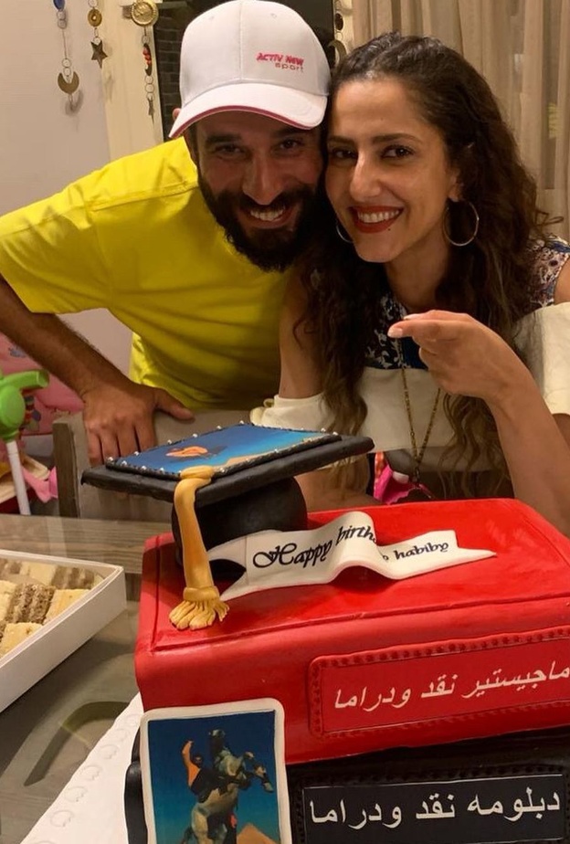 حنان مطاوع تحتفل بعيد ميلاد زوجها