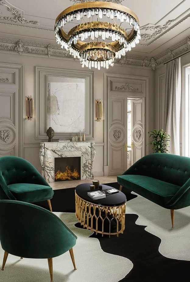 أثاث مودرن ضمن ديكور غرفة معيشة كلاسيك