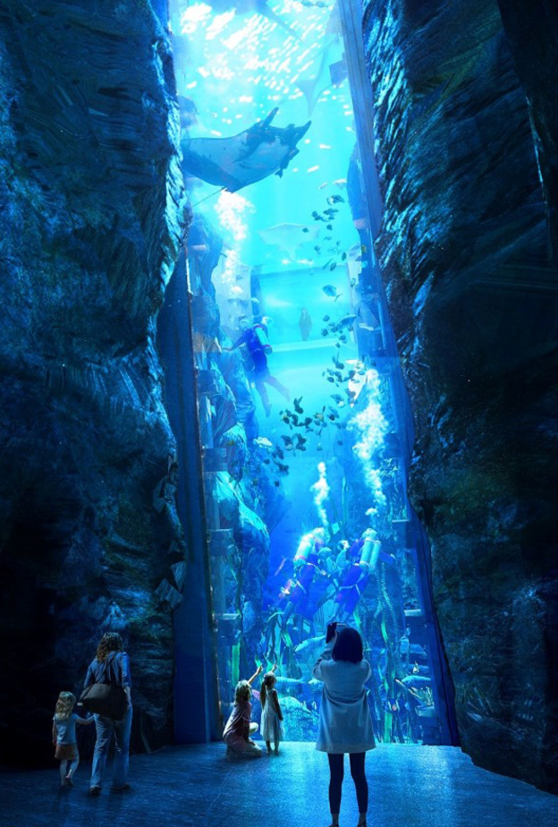 معلومات عن أكبر حوض مائي ومدينة ترفيهية للأحياء المائية في العالم سي وورلد أبوظبي