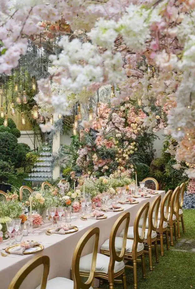 أفكار رائعة لديكور حفلات الزفاف بثيم الحدائق