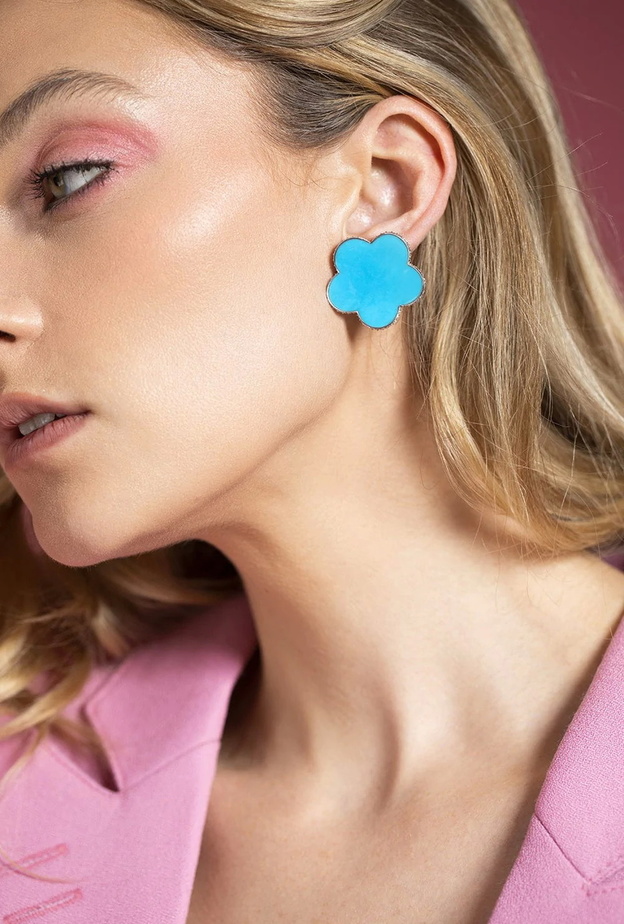 أقراط Large Turquoise Flower من PIRANESI